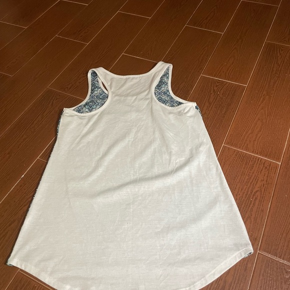 Retro-ology Blue and white racer back tank top size small spandex floral print - Picture 10 of 12
